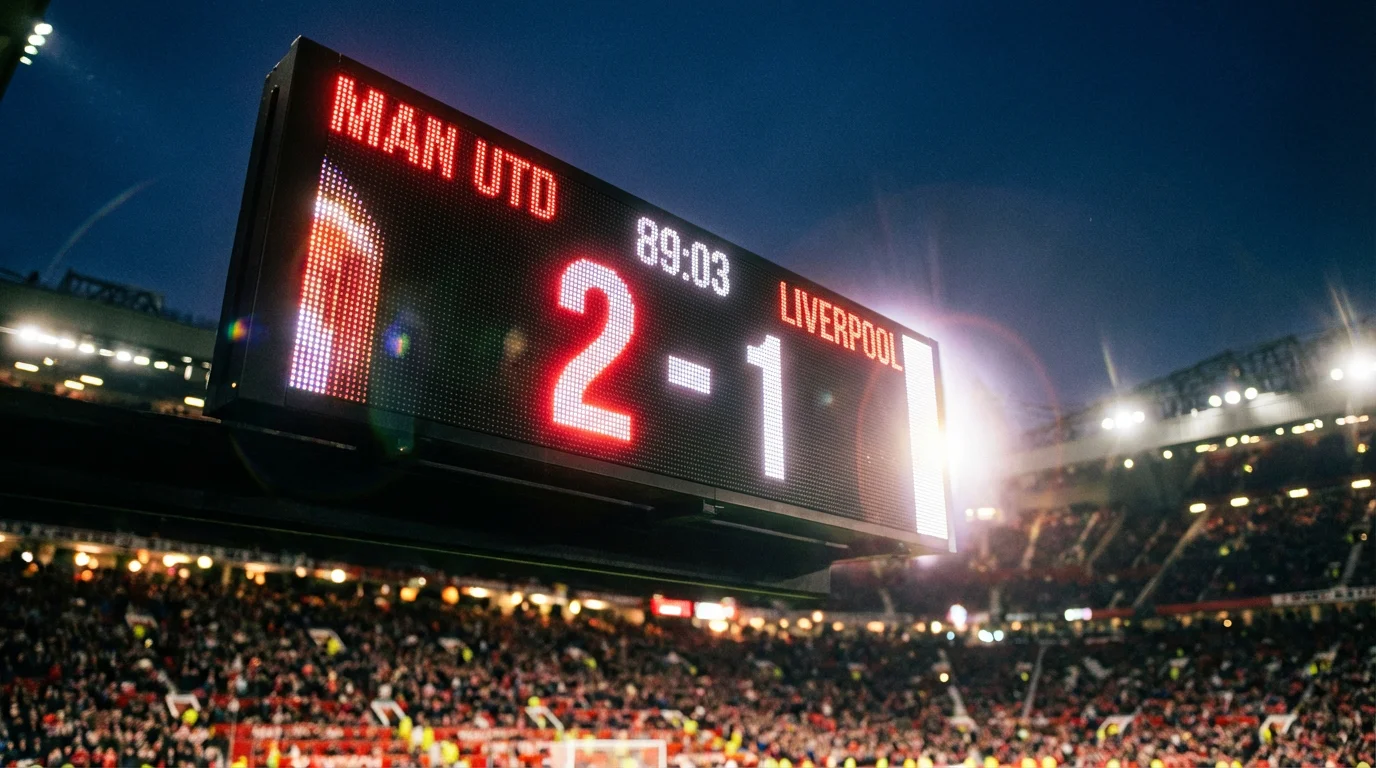 Tabellone segnapunti di uno stadio di calcio che mostra il risultato di una partita