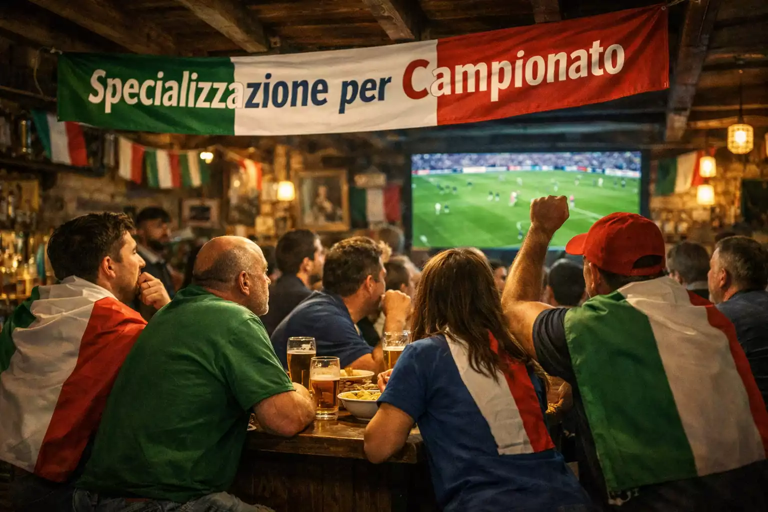 Tifosi italiani che guardano partita di Serie A